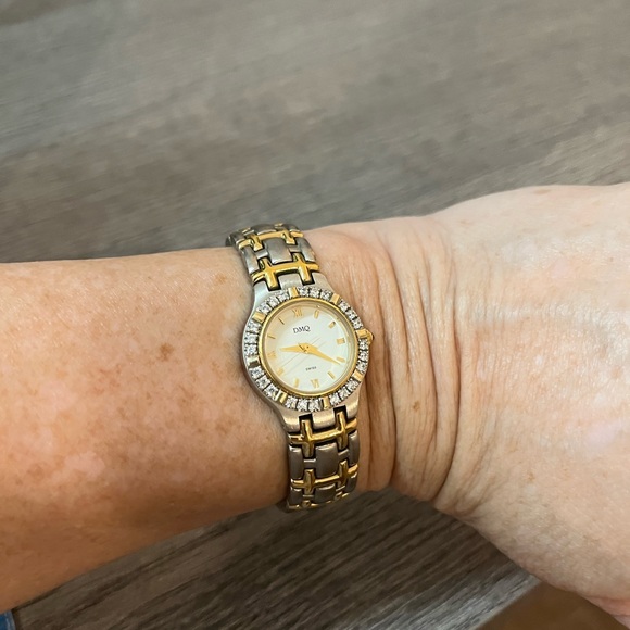 QVC diamonique two tone goldtone watch - Picture 3 of 5